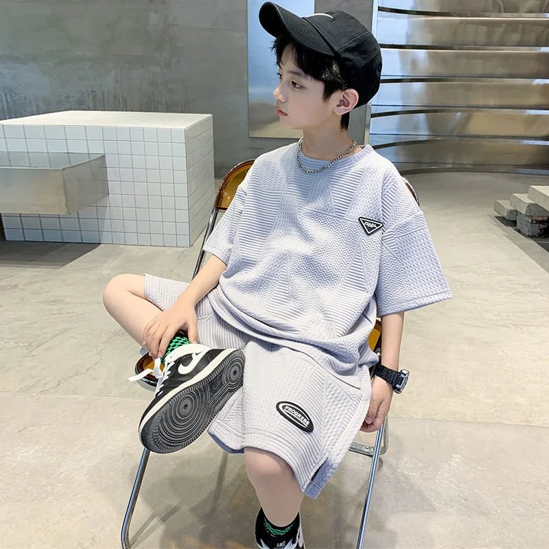 New Teenager Casual Outfits Children Trends Clothes Suits Kids Short Sleeves Tops+Baggy Pants 2Pcs - Mom & Kids