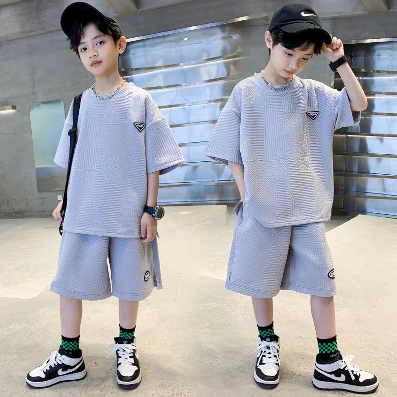 New Teenager Casual Outfits Children Trends Clothes Suits Kids Short Sleeves Tops+Baggy Pants 2Pcs - Mom & Kids