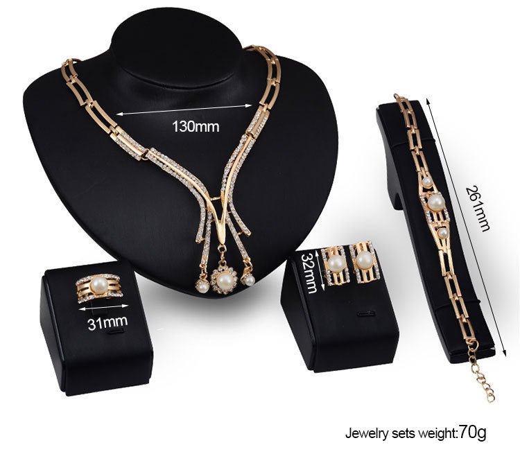 Personalized Fashion Jewelry Set Alloy Necklace Four-piece Set (Available) - Mom & Kids
