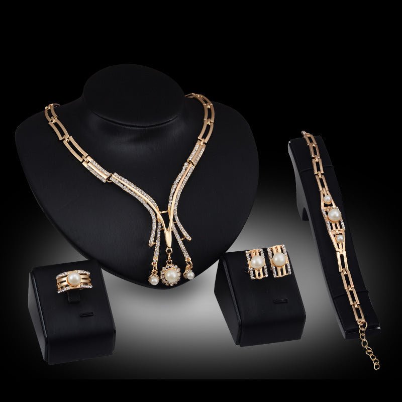 Personalized Fashion Jewelry Set Alloy Necklace Four-piece Set (Available) - Mom & Kids