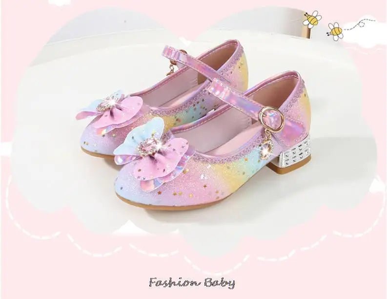 Princess Shoes Children Shoes Round-Toe Soft-Sole Big Girls High Heel Princess Crystal Party Shoes Single Shoes - Mom & Kids