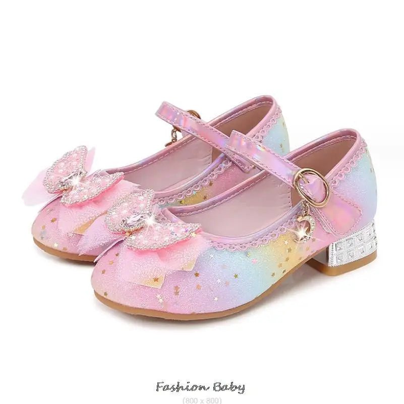 Princess Shoes Children Shoes Round-Toe Soft-Sole Big Girls High Heel Princess Crystal Party Shoes Single Shoes - Mom & Kids