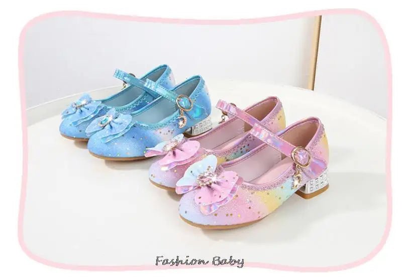 Princess Shoes Children Shoes Round-Toe Soft-Sole Big Girls High Heel Princess Crystal Party Shoes Single Shoes - Mom & Kids