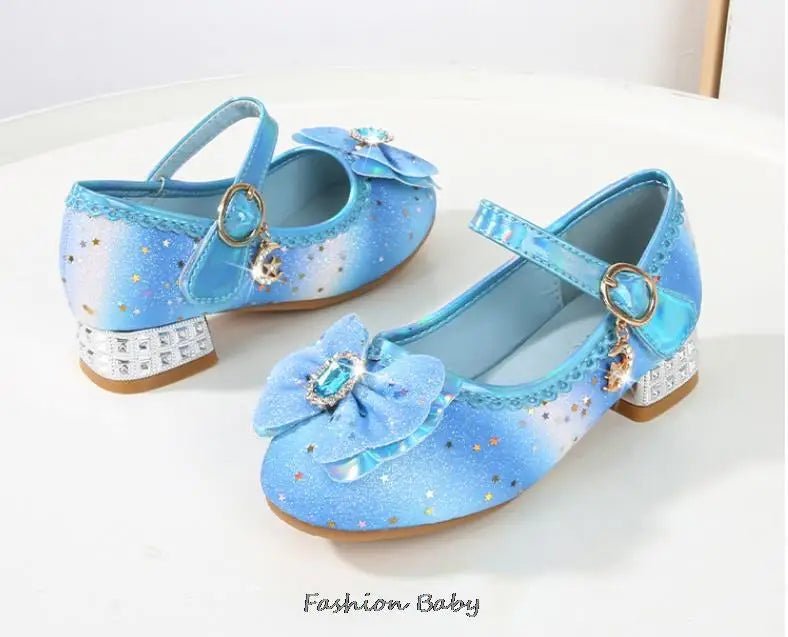 Princess Shoes Children Shoes Round-Toe Soft-Sole Big Girls High Heel Princess Crystal Party Shoes Single Shoes - Mom & Kids