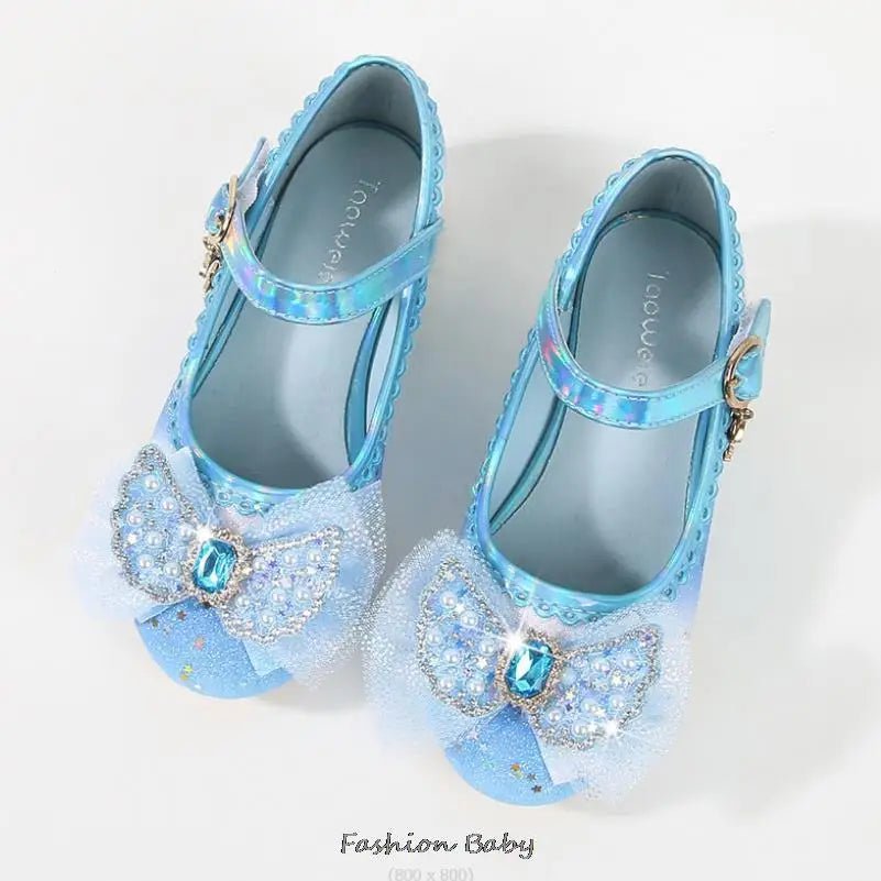 Princess Shoes Children Shoes Round-Toe Soft-Sole Big Girls High Heel Princess Crystal Party Shoes Single Shoes - Mom & Kids