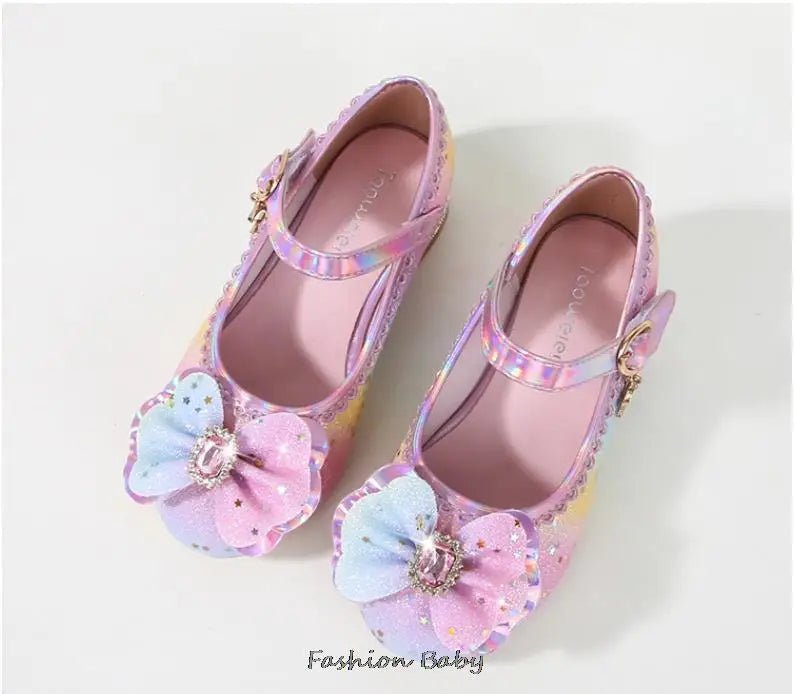 Princess Shoes Children Shoes Round-Toe Soft-Sole Big Girls High Heel Princess Crystal Party Shoes Single Shoes - Mom & Kids