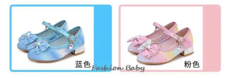 Princess Shoes Children Shoes Round-Toe Soft-Sole Big Girls High Heel Princess Crystal Party Shoes Single Shoes - Mom & Kids