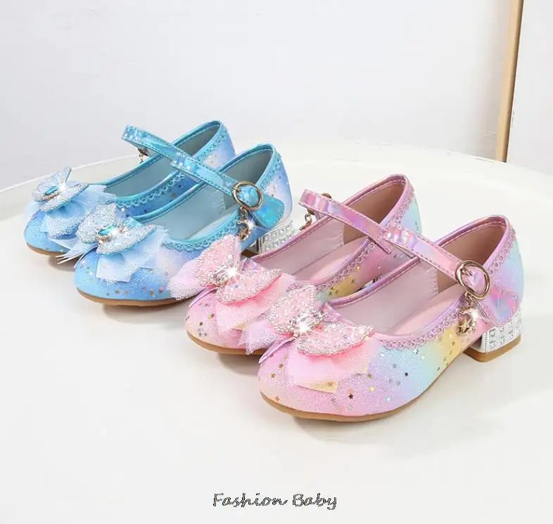Princess Shoes Children Shoes Round-Toe Soft-Sole Big Girls High Heel Princess Crystal Party Shoes Single Shoes - Mom & Kids
