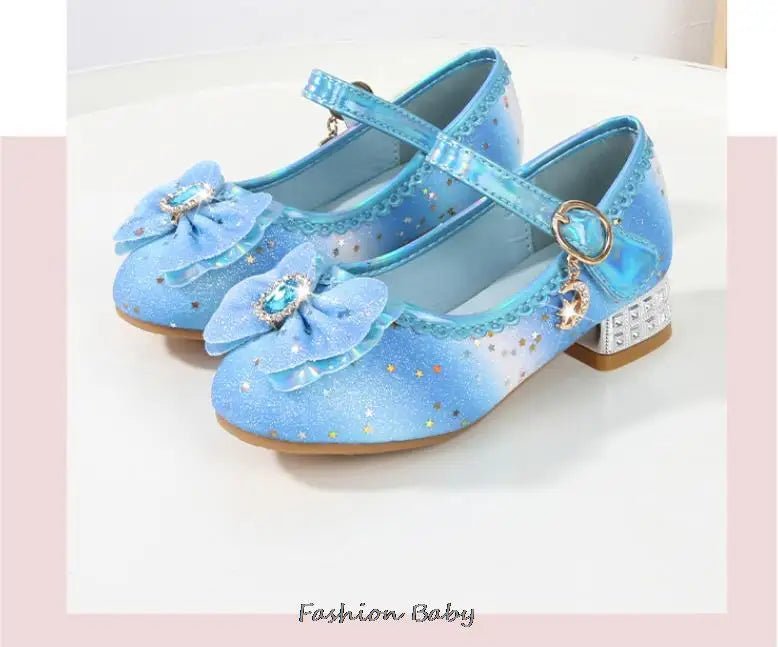 Princess Shoes Children Shoes Round-Toe Soft-Sole Big Girls High Heel Princess Crystal Party Shoes Single Shoes - Mom & Kids