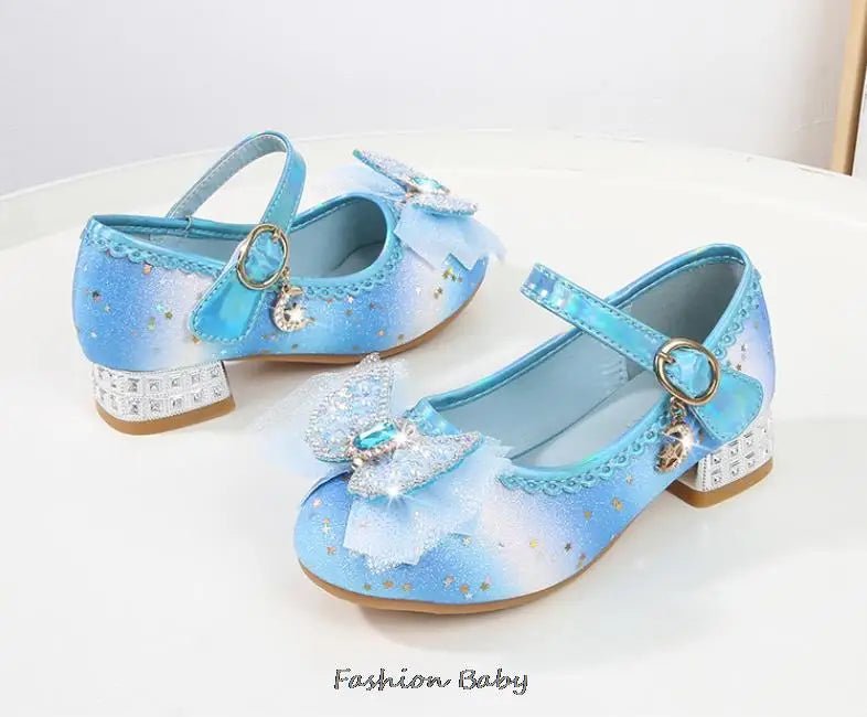 Princess Shoes Children Shoes Round-Toe Soft-Sole Big Girls High Heel Princess Crystal Party Shoes Single Shoes - Mom & Kids