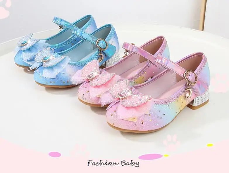 Princess Shoes Children Shoes Round-Toe Soft-Sole Big Girls High Heel Princess Crystal Party Shoes Single Shoes - Mom & Kids