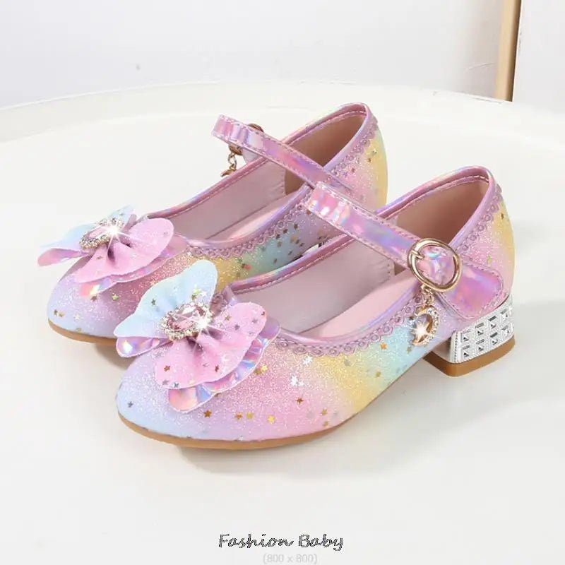 Princess Shoes Children Shoes Round-Toe Soft-Sole Big Girls High Heel Princess Crystal Party Shoes Single Shoes - Mom & Kids