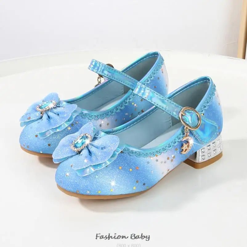 Princess Shoes Children Shoes Round-Toe Soft-Sole Big Girls High Heel Princess Crystal Party Shoes Single Shoes - Mom & Kids