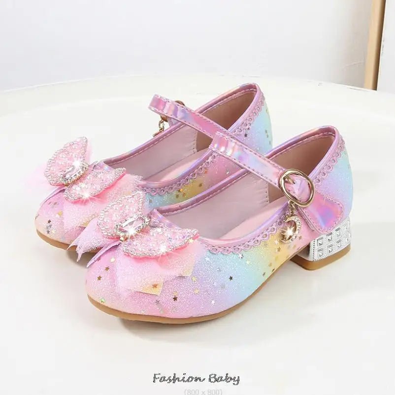 Princess Shoes Children Shoes Round-Toe Soft-Sole Big Girls High Heel Princess Crystal Party Shoes Single Shoes - Mom & Kids