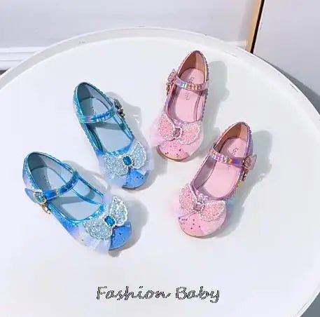 Princess Shoes Children Shoes Round-Toe Soft-Sole Big Girls High Heel Princess Crystal Party Shoes Single Shoes - Mom & Kids
