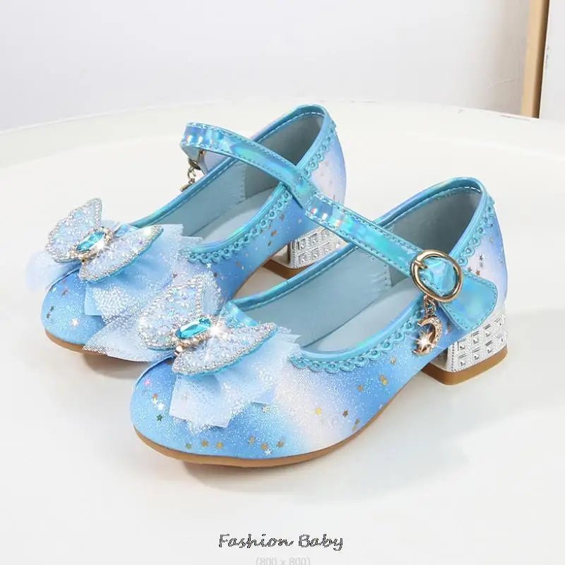 Princess Shoes Children Shoes Round-Toe Soft-Sole Big Girls High Heel Princess Crystal Party Shoes Single Shoes - Mom & Kids