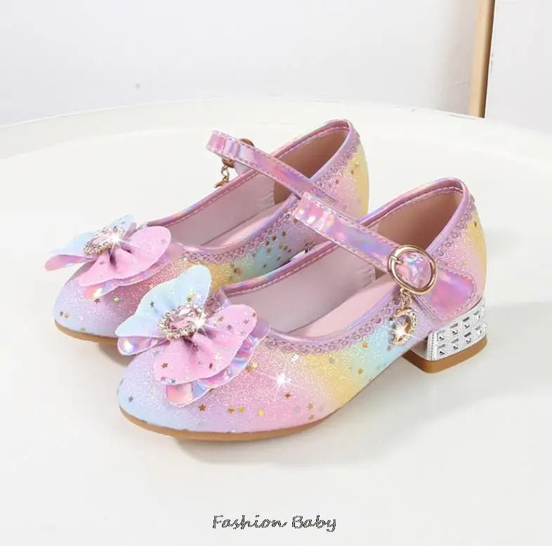 Princess Shoes Children Shoes Round-Toe Soft-Sole Big Girls High Heel Princess Crystal Party Shoes Single Shoes - Mom & Kids