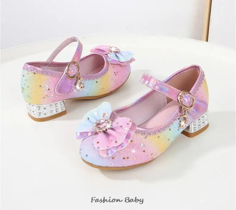 Princess Shoes Children Shoes Round-Toe Soft-Sole Big Girls High Heel Princess Crystal Party Shoes Single Shoes - Mom & Kids