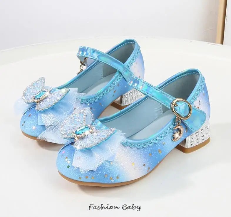 Princess Shoes Children Shoes Round-Toe Soft-Sole Big Girls High Heel Princess Crystal Party Shoes Single Shoes - Mom & Kids