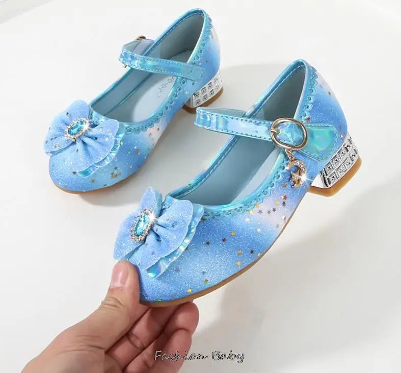 Princess Shoes Children Shoes Round-Toe Soft-Sole Big Girls High Heel Princess Crystal Party Shoes Single Shoes - Mom & Kids