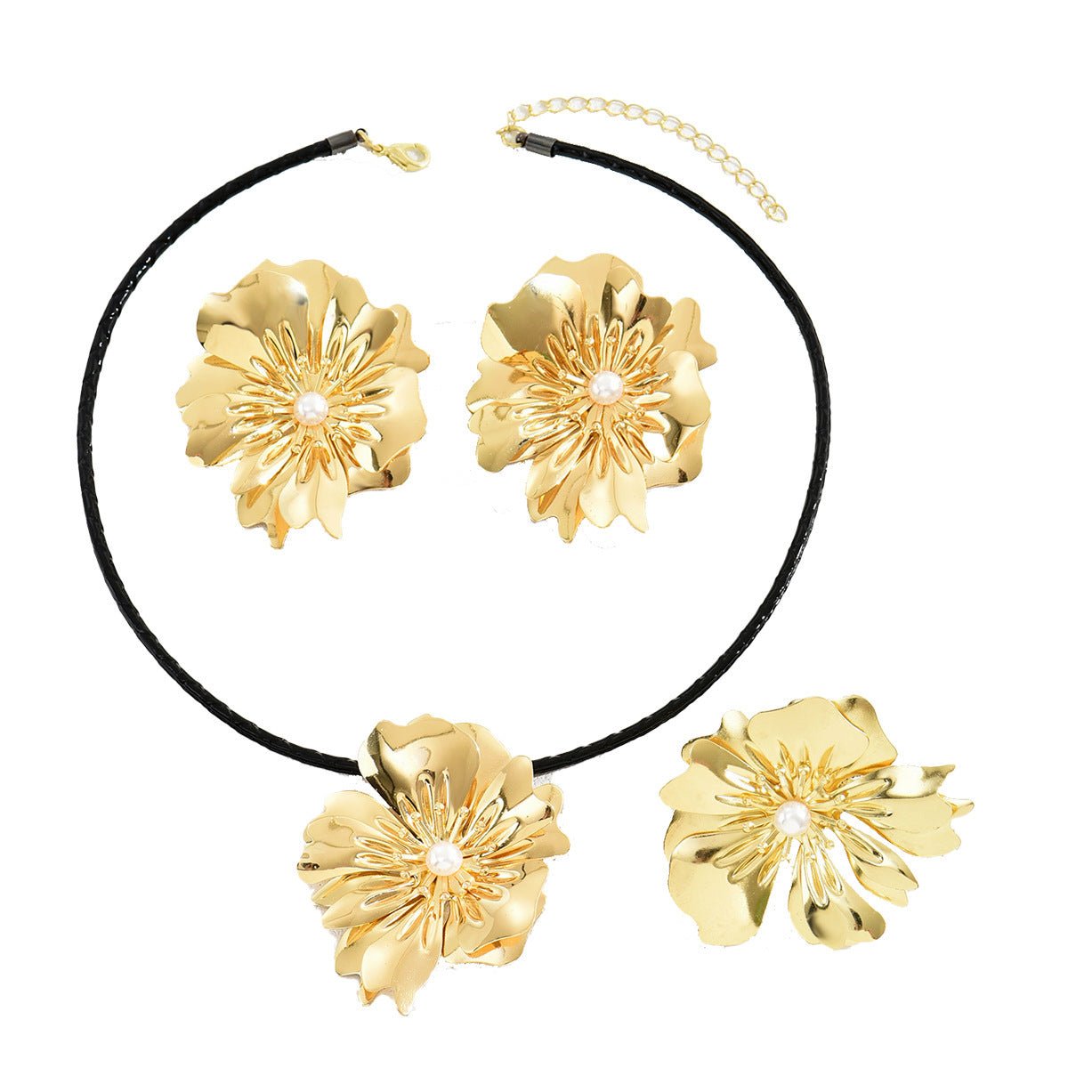 Retro Simple Flower Earrings And Necklace Set (Available) - Mom & Kids