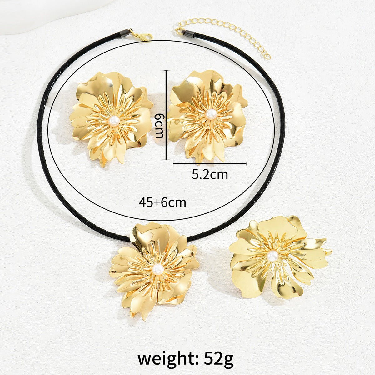 Retro Simple Flower Earrings And Necklace Set (Available) - Mom & Kids