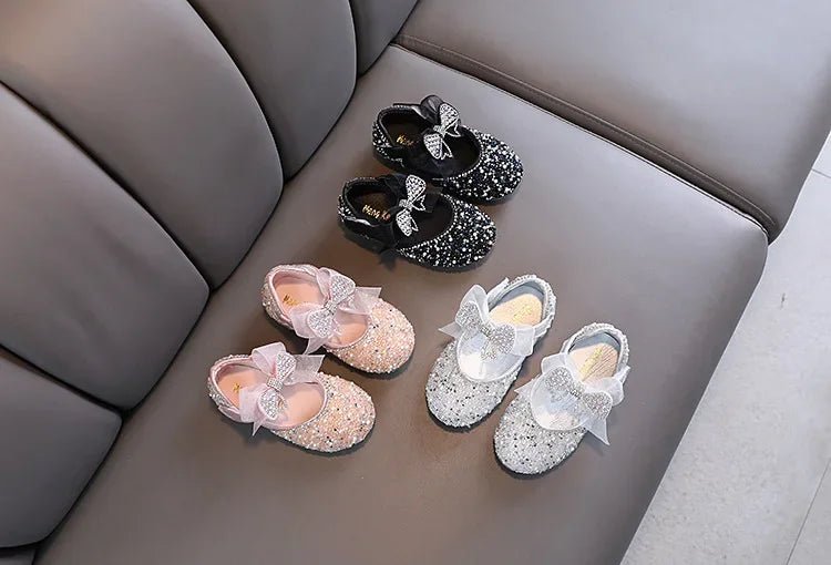 Rhinestone Sequins Girls Princess Shoes Children Party Dance Shoes Student Spring Autumn New Flats Kids Performance Shoes - Mom & Kids