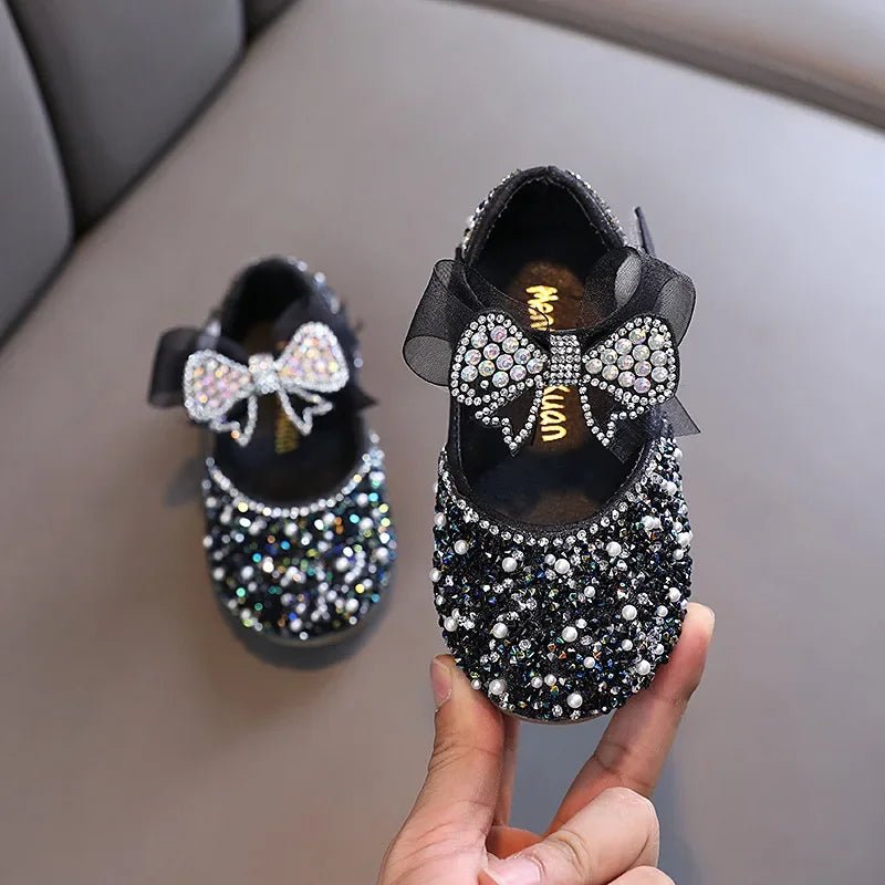 Rhinestone Sequins Girls Princess Shoes Children Party Dance Shoes Student Spring Autumn New Flats Kids Performance Shoes - Mom & Kids