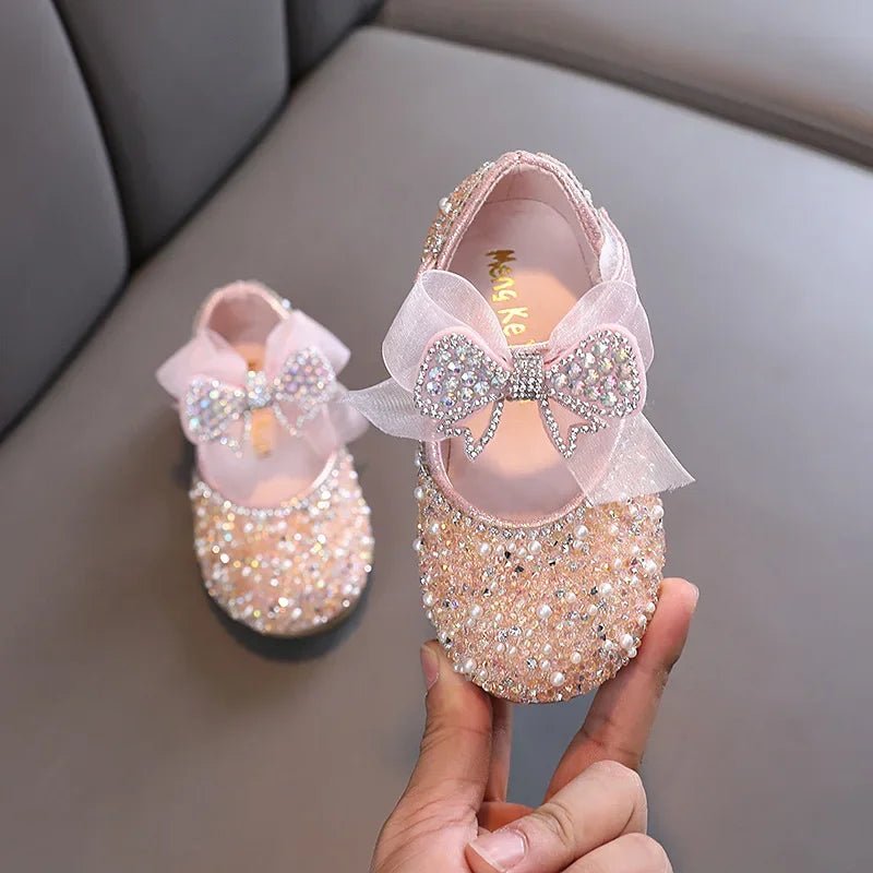 Rhinestone Sequins Girls Princess Shoes Children Party Dance Shoes Student Spring Autumn New Flats Kids Performance Shoes - Mom & Kids