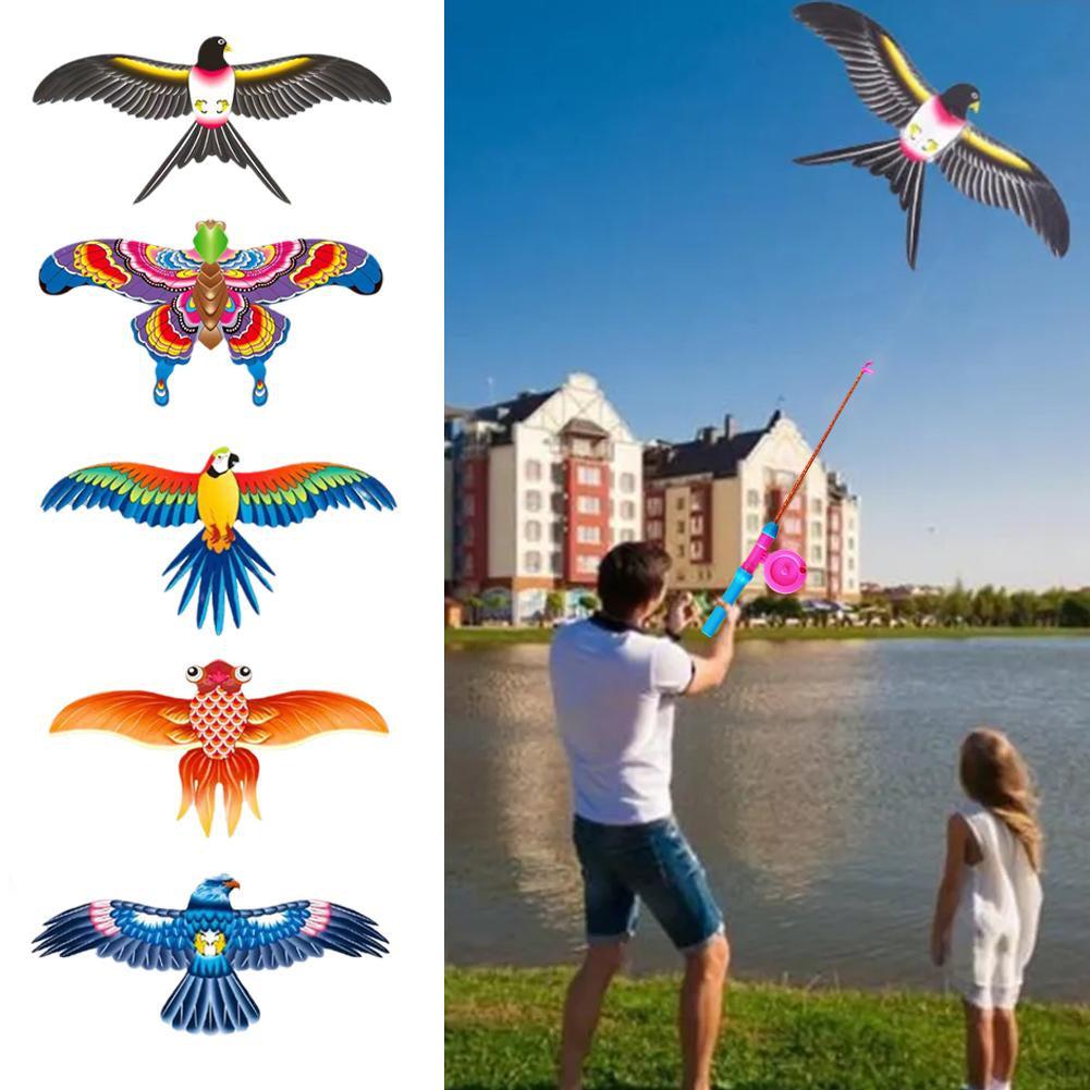 Dynamic Kite With Fishing Rod
