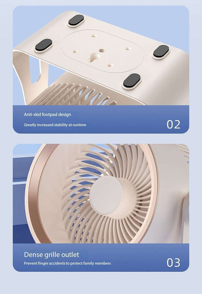 🪭 Multifunctional 360° Rotation Portable Rechargeable Air Cooling Circulating Fan!!