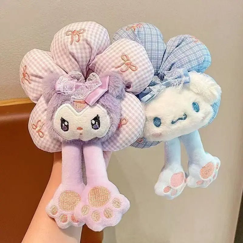 Sanrio Cute Cartoon Animal Flower Large Intestine Scrunchie My Melody Head Rope Kuromi Kawaii Head Tie Hair Rope Hair Ornament - Mom & Kids