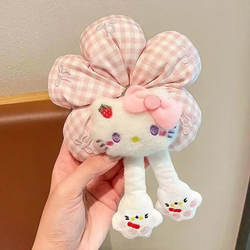 Sanrio Cute Cartoon Animal Flower Large Intestine Scrunchie My Melody Head Rope Kuromi Kawaii Head Tie Hair Rope Hair Ornament - Mom & Kids