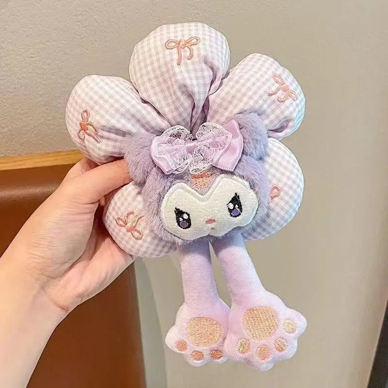 Sanrio Cute Cartoon Animal Flower Large Intestine Scrunchie My Melody Head Rope Kuromi Kawaii Head Tie Hair Rope Hair Ornament - Mom & Kids