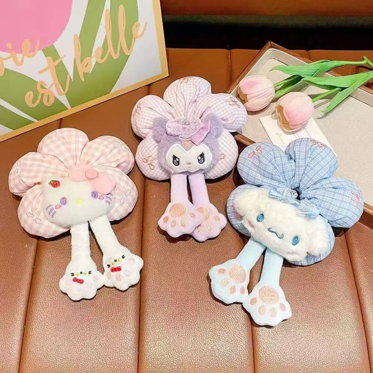 Sanrio Cute Cartoon Animal Flower Large Intestine Scrunchie My Melody Head Rope Kuromi Kawaii Head Tie Hair Rope Hair Ornament - Mom & Kids