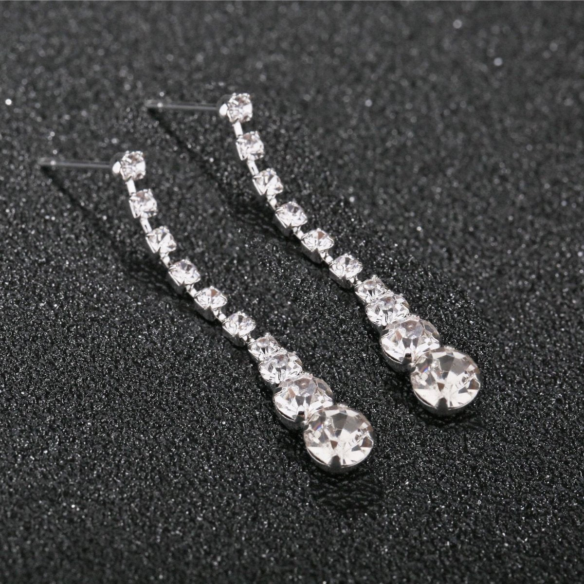 Silver Water Drop Necklace Earrings Two-piece Set Combination (Available) - Mom & Kids