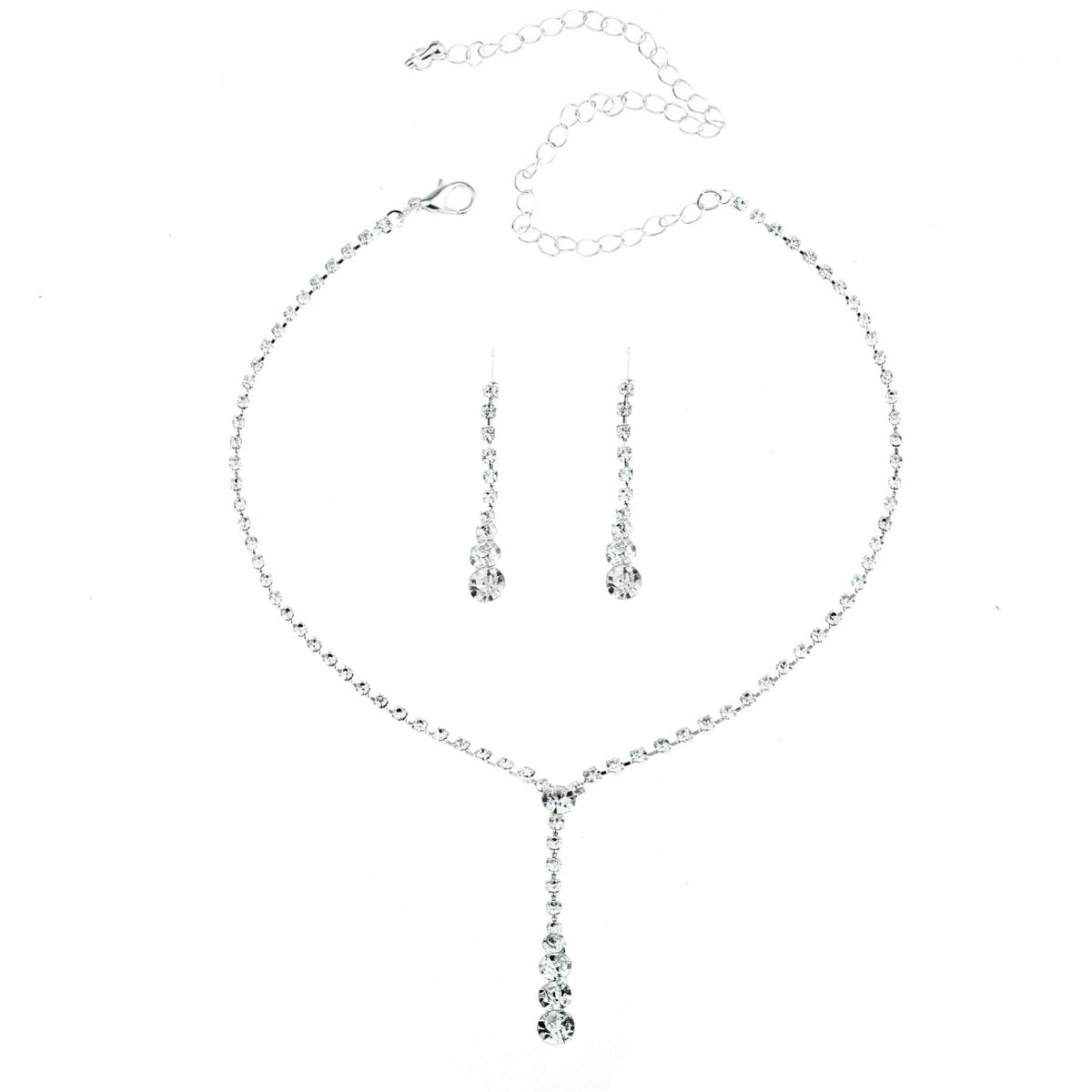 Silver Water Drop Necklace Earrings Two-piece Set Combination (Available) - Mom & Kids