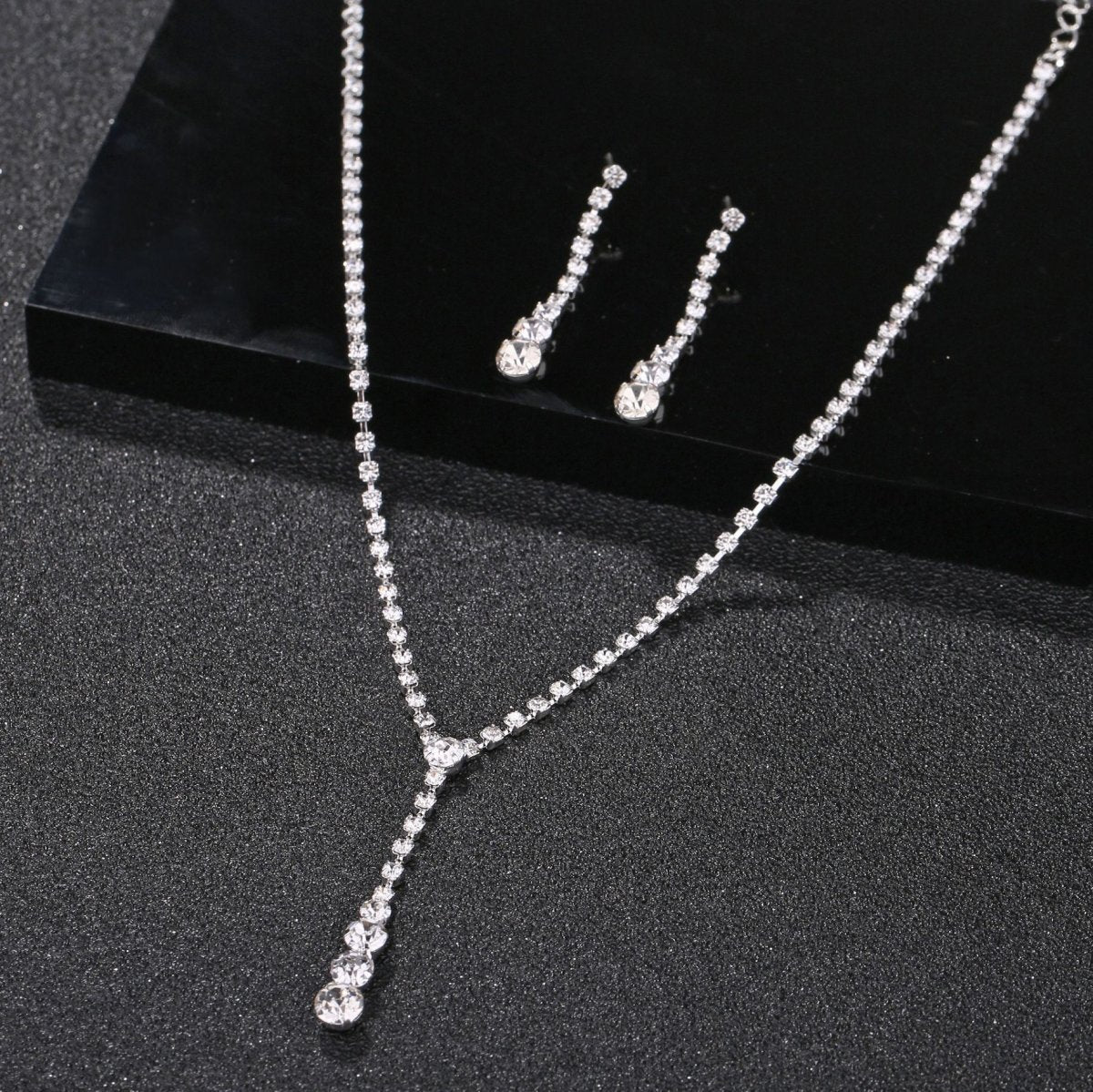 Silver Water Drop Necklace Earrings Two-piece Set Combination (Available) - Mom & Kids