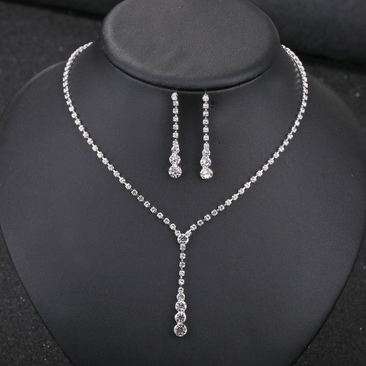 Silver Water Drop Necklace Earrings Two-piece Set Combination (Available) - Mom & Kids