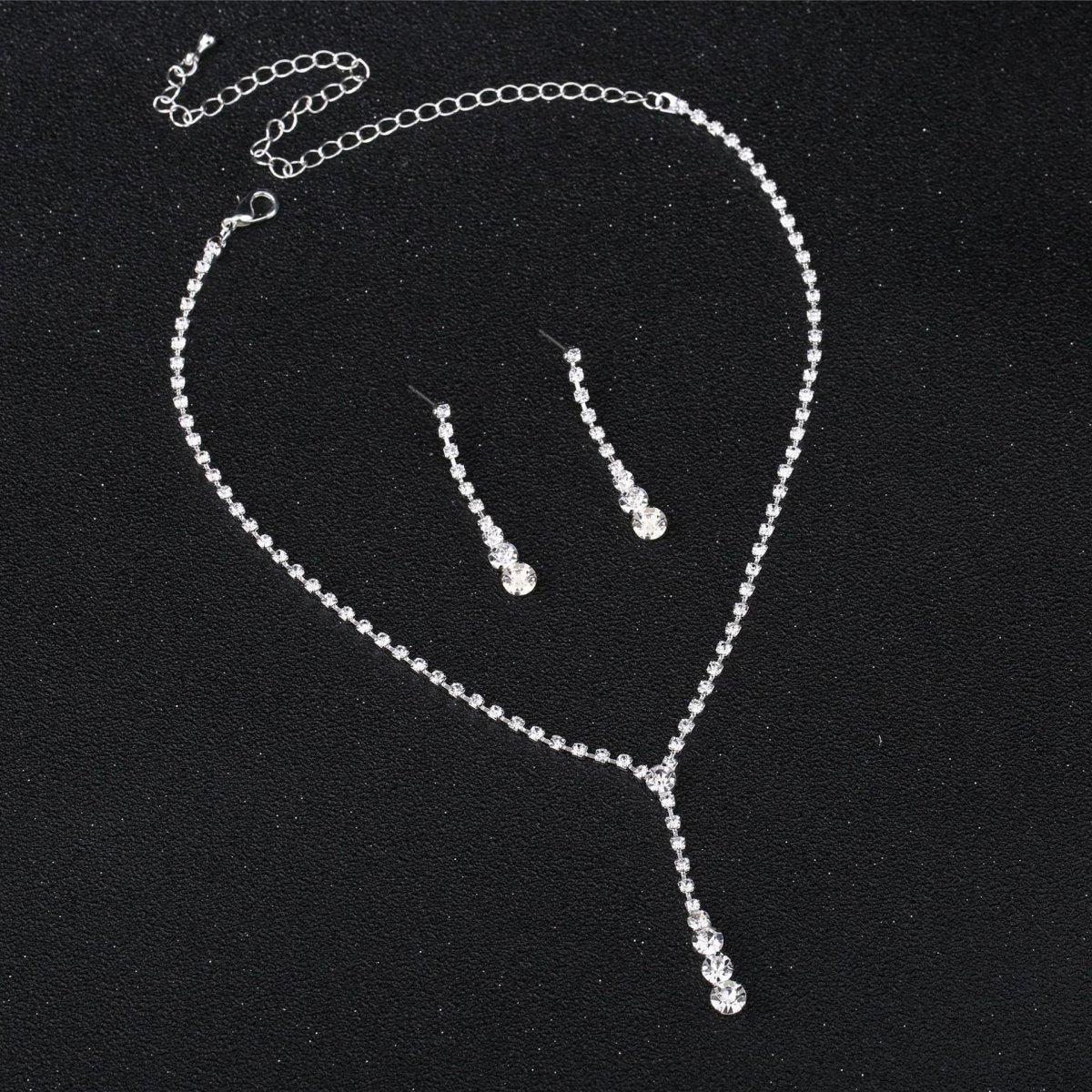 Silver Water Drop Necklace Earrings Two-piece Set Combination (Available) - Mom & Kids
