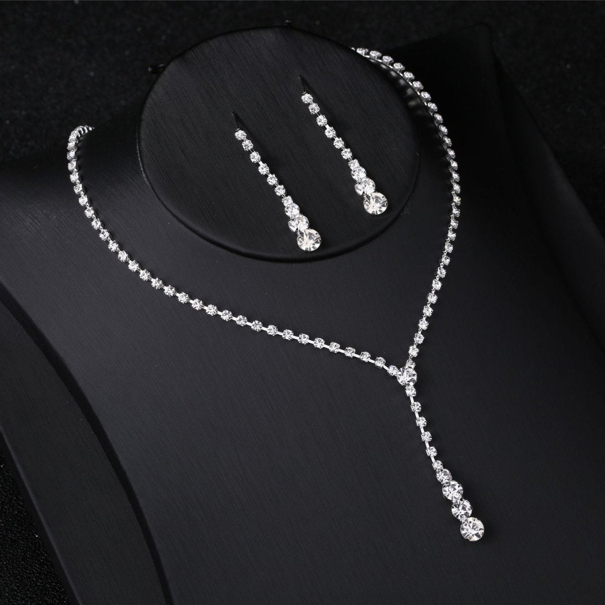 Silver Water Drop Necklace Earrings Two-piece Set Combination (Available) - Mom & Kids