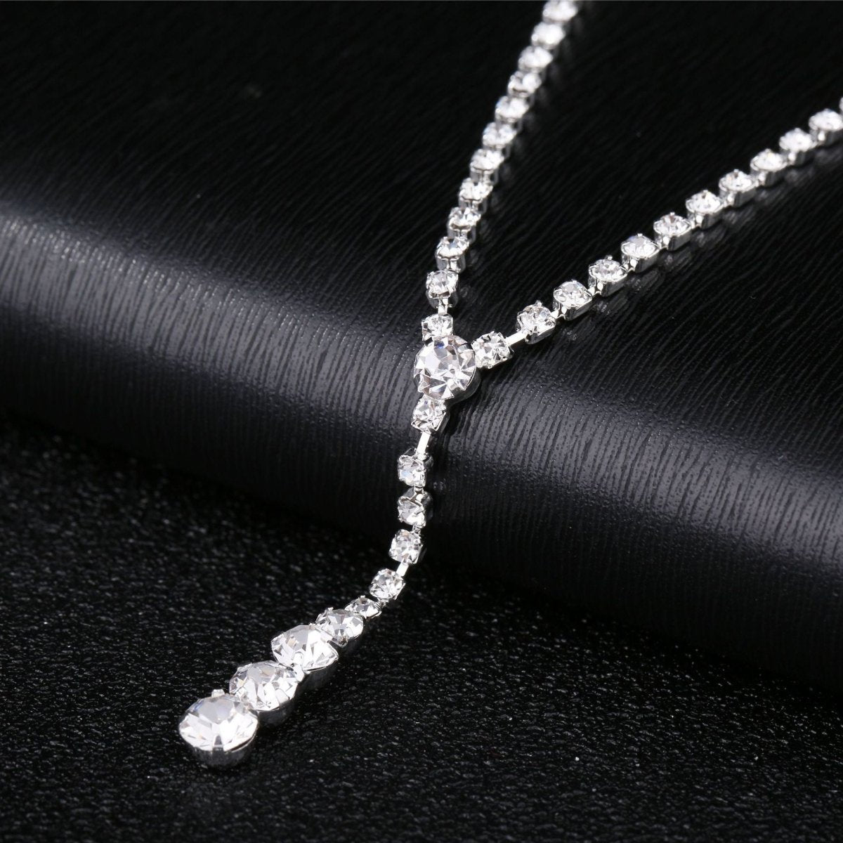 Silver Water Drop Necklace Earrings Two-piece Set Combination (Available) - Mom & Kids