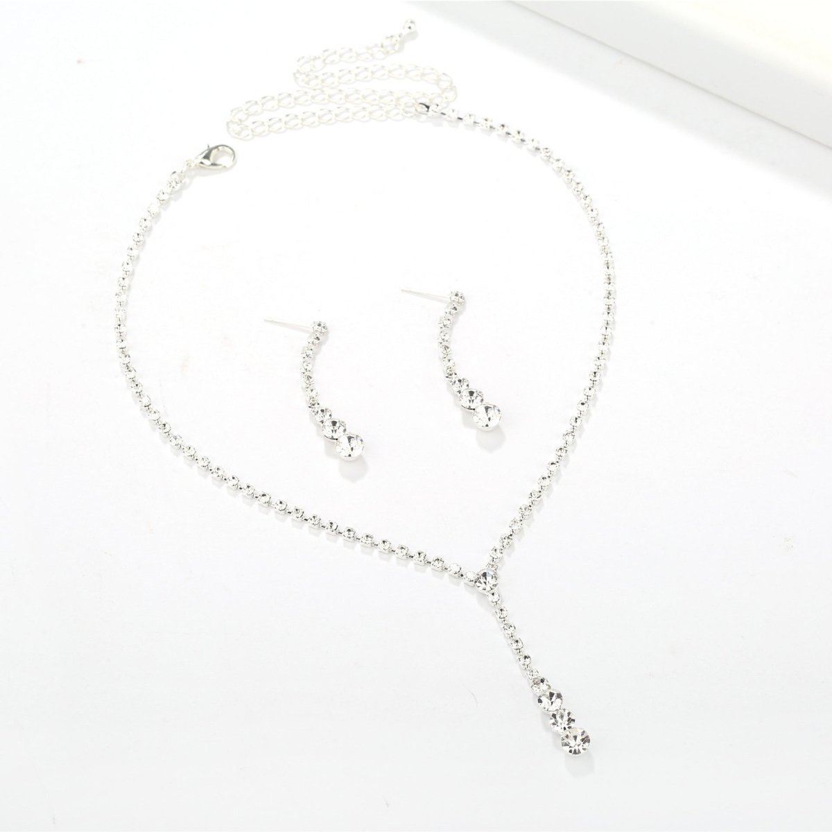Silver Water Drop Necklace Earrings Two-piece Set Combination (Available) - Mom & Kids