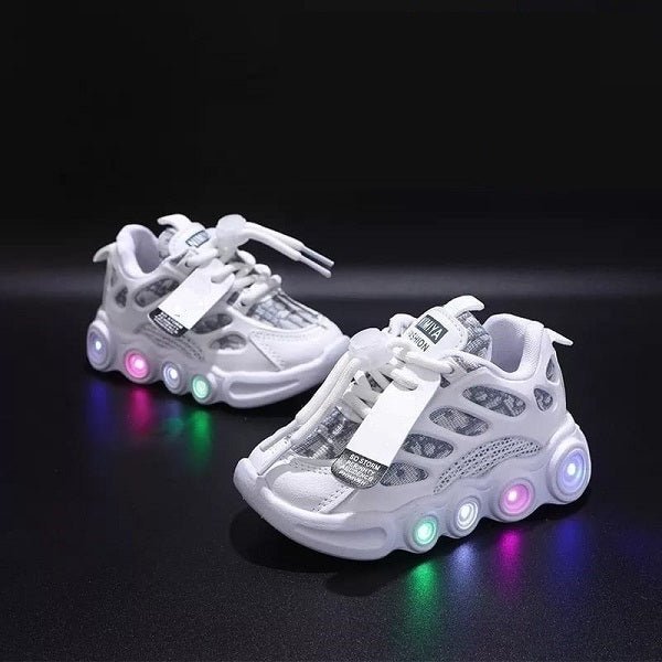 Sneakers Kids Fashion LED Light Shoes Letter Webbing Mesh Boys Shoes (Available) - Mom & Kids