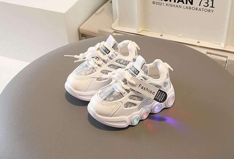 Sneakers Kids Fashion LED Light Shoes Letter Webbing Mesh Boys Shoes (Available) - Mom & Kids