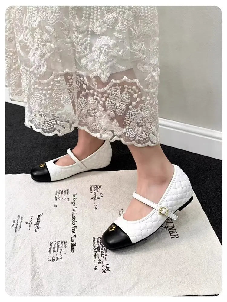 Spring and Autumn temperament commuting shallow mouth single shoe square toe Mary Zhen single shoe women - Mom & Kids
