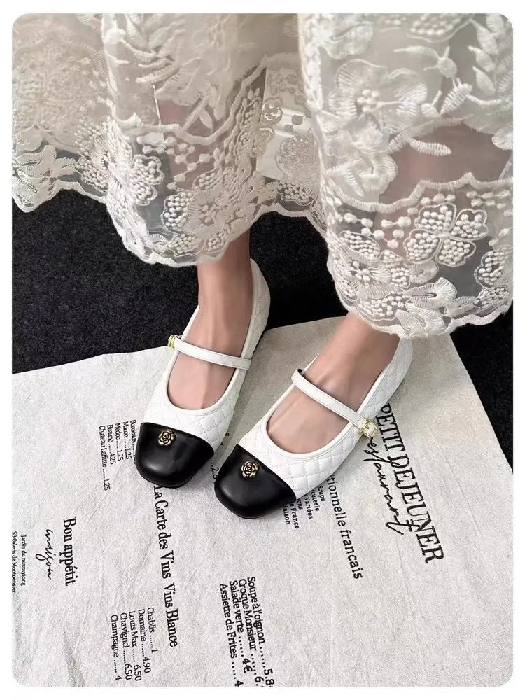 Spring and Autumn temperament commuting shallow mouth single shoe square toe Mary Zhen single shoe women - Mom & Kids