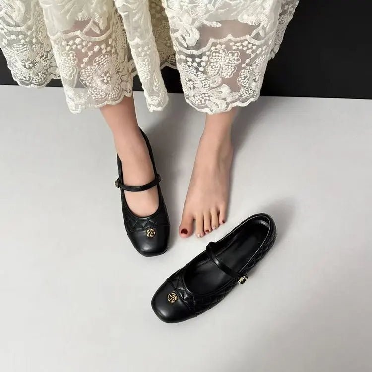 Spring and Autumn temperament commuting shallow mouth single shoe square toe Mary Zhen single shoe women - Mom & Kids