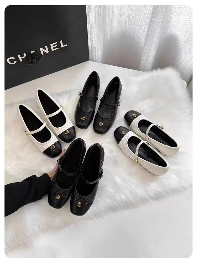 Spring and Autumn temperament commuting shallow mouth single shoe square toe Mary Zhen single shoe women - Mom & Kids