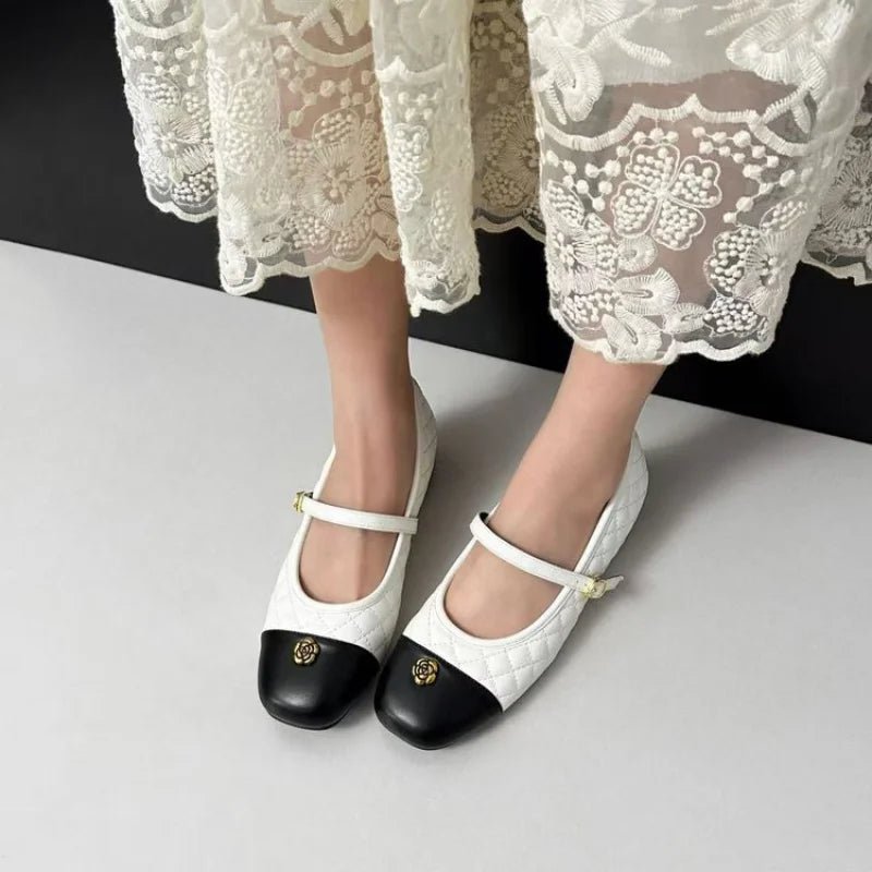 Spring and Autumn temperament commuting shallow mouth single shoe square toe Mary Zhen single shoe women - Mom & Kids